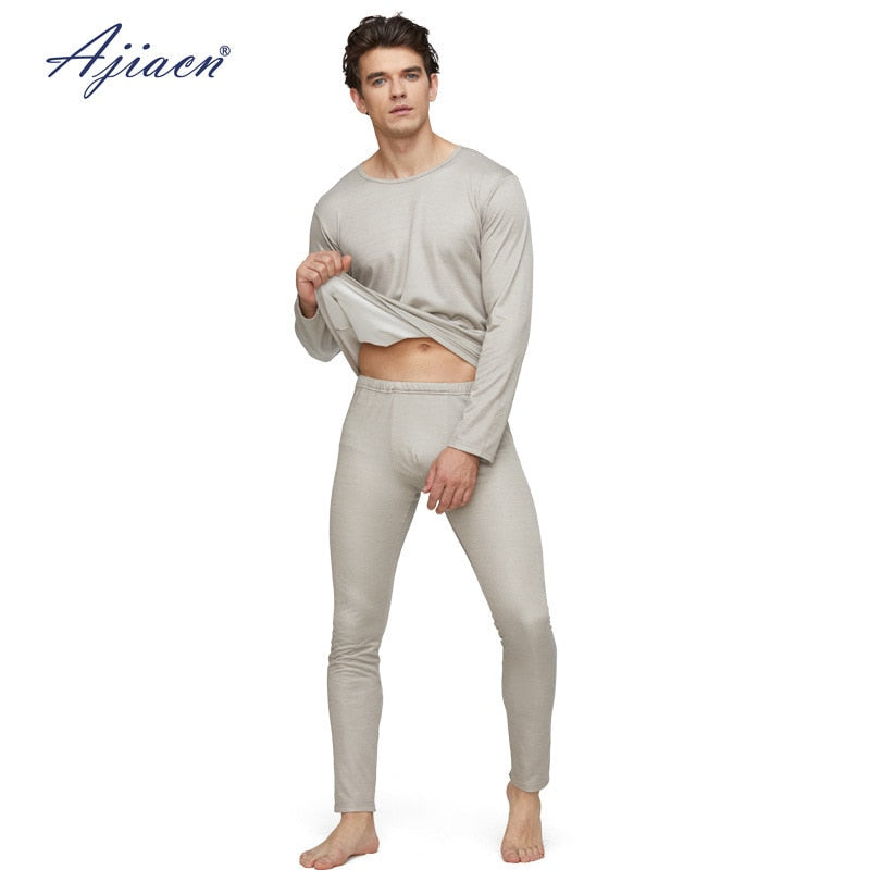 Men's Silver Fiber Electromagnetic Radiation shielding long sleeve & underwear set
