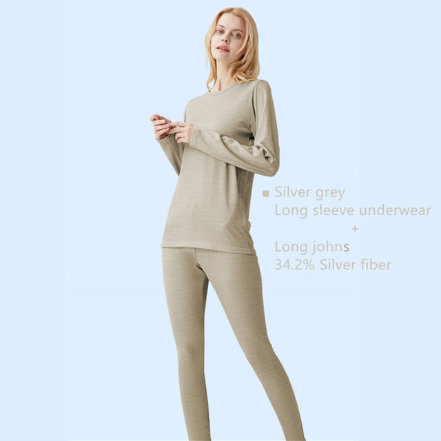 Women's Silver Fiber Anti-Electromagnetic Radiation long sleeve & underwear set